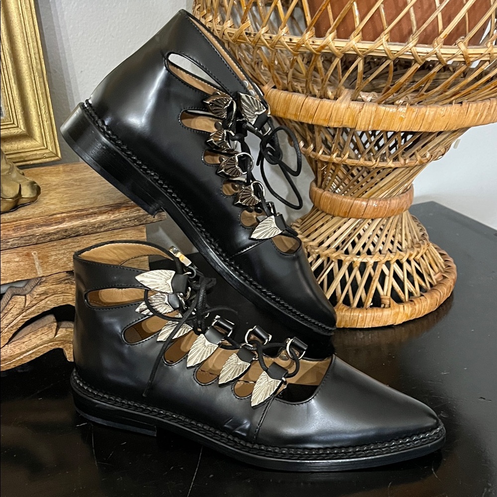 TOGA Pulla Black Lace-Up Boots with Silver Accents size 36 / 6